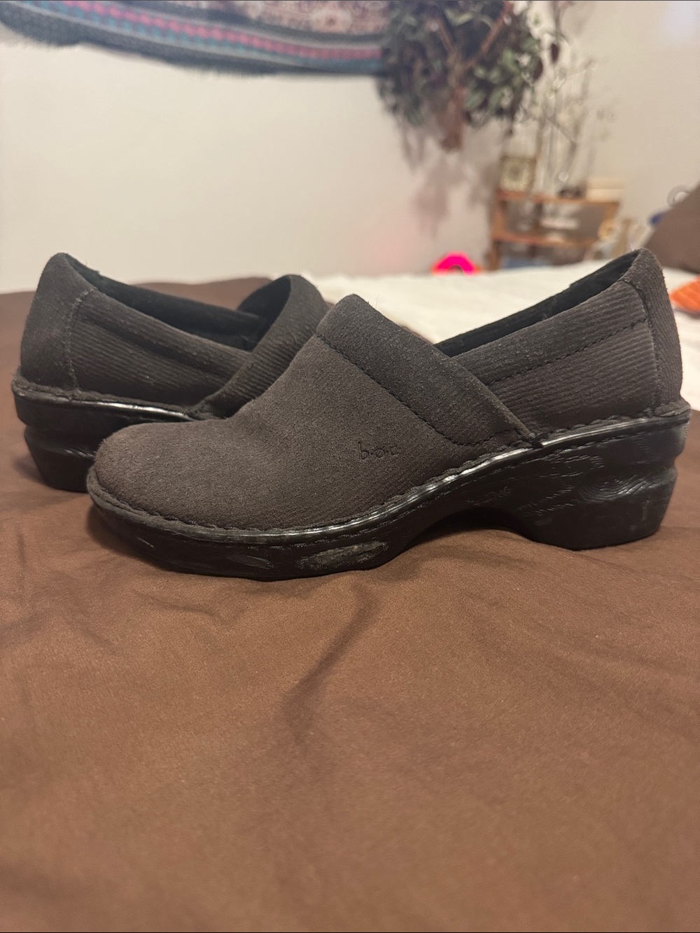 boc Brown Canvas Slip-On Clogs